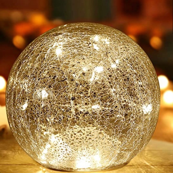 NEW Set of 3 Lit Indoor Outdoor Mercury Glass Spheres w/Timer - Picture 3 of 7